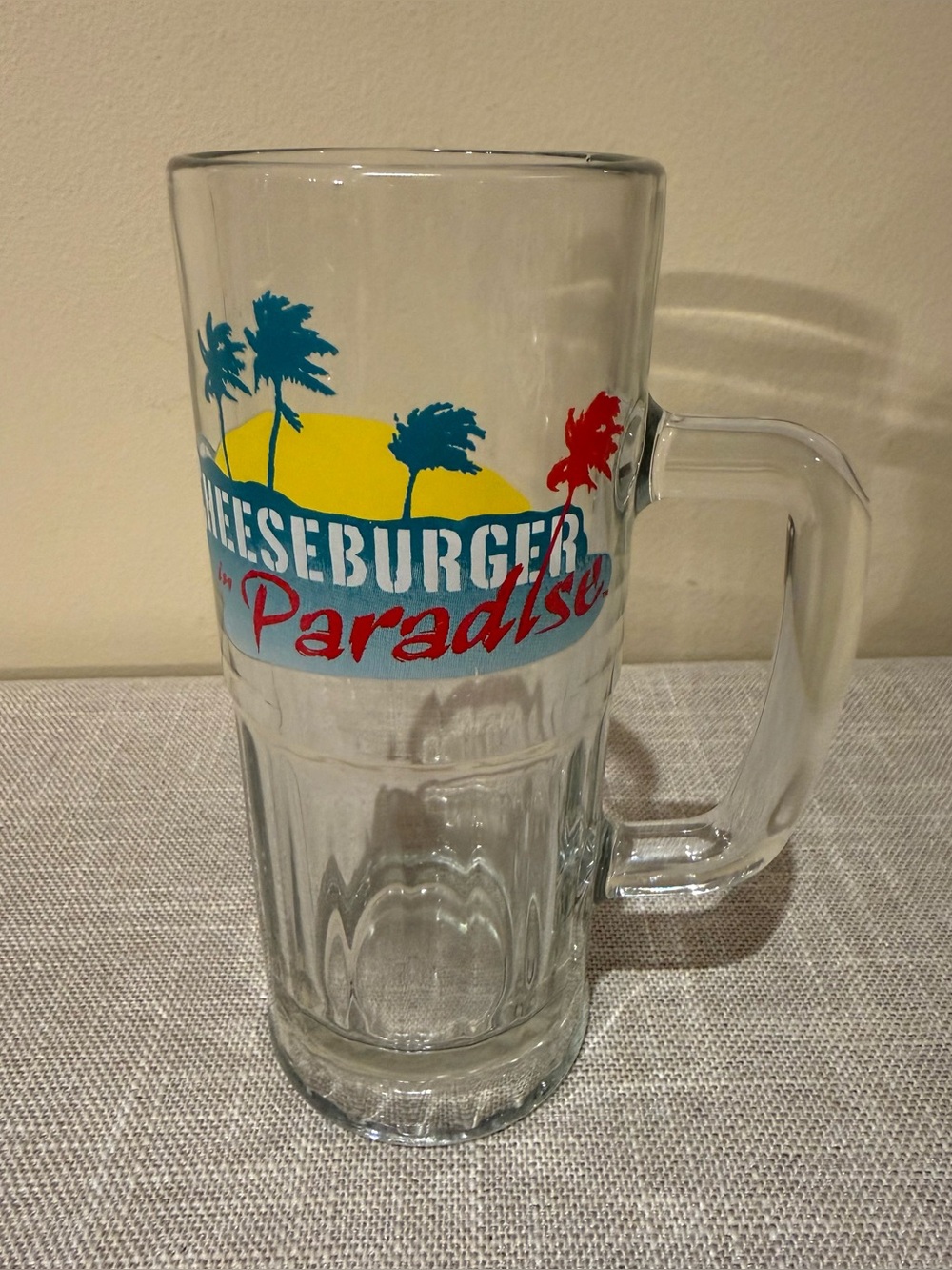 Vintage Cheeseburger in Paradise Glass Beer Mug Stein Heavy Base